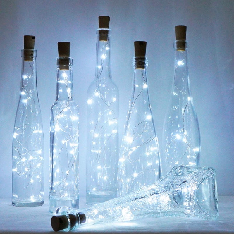LoveNite LoveNite Wine Bottle Lights with Cork 12 Pack Battery Operated 12 LED Cork Shape Silver Wire Colorful Fairy Mini String LightsNo Bottles for DIY Party Christmas Wedding Decor Cool White