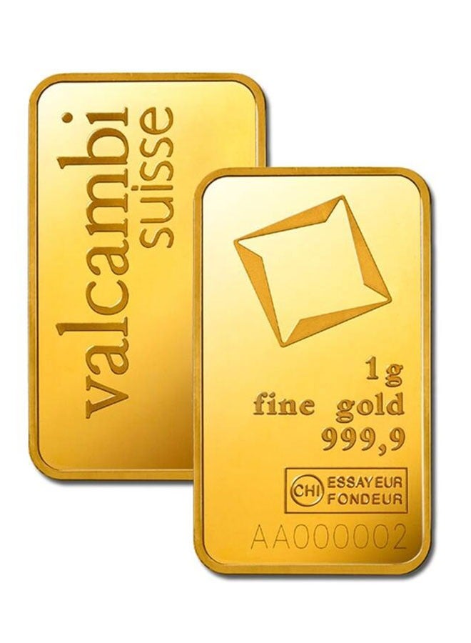 FK Jewellers Valcambi Suisse 1g Pure 999.9 Fine Gold Bar 24KT - 1 Gram  - Image 1
