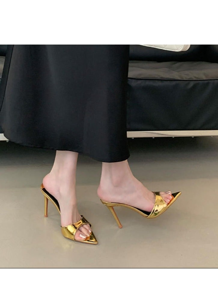 صنادل نصفية ذات كعب عالٍ أنيقة ومتعددة الاستخدامات للنساء - Image 3