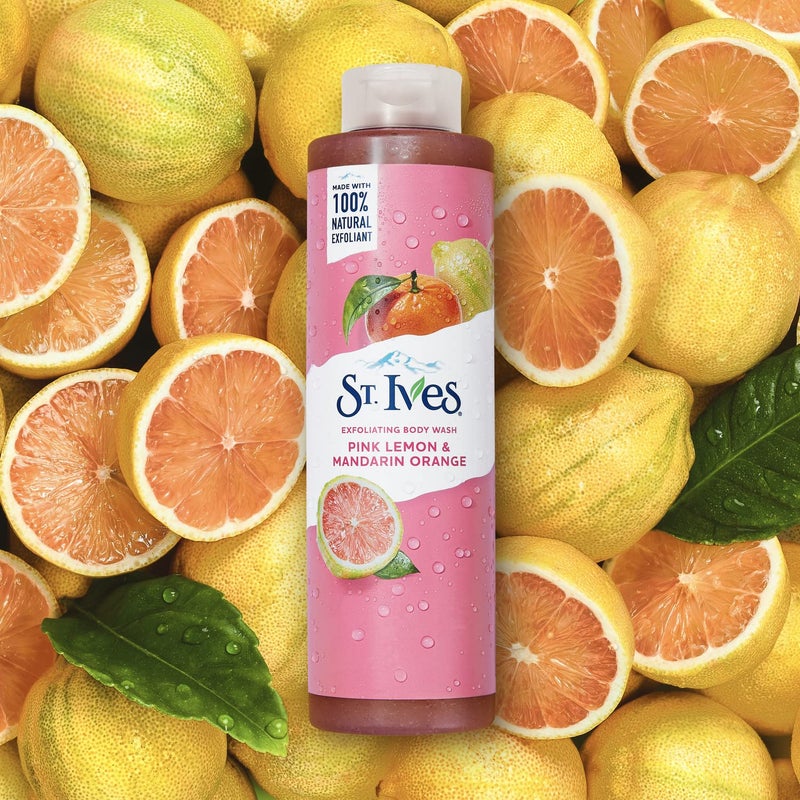 St. Ives Exfoliating Body Wash, Pink Lemon & Mandarin Orange 2-Pack â€“ Made with 100% Natural Exfoliants for Glowing Skin, 16 Oz Ea - Image 4