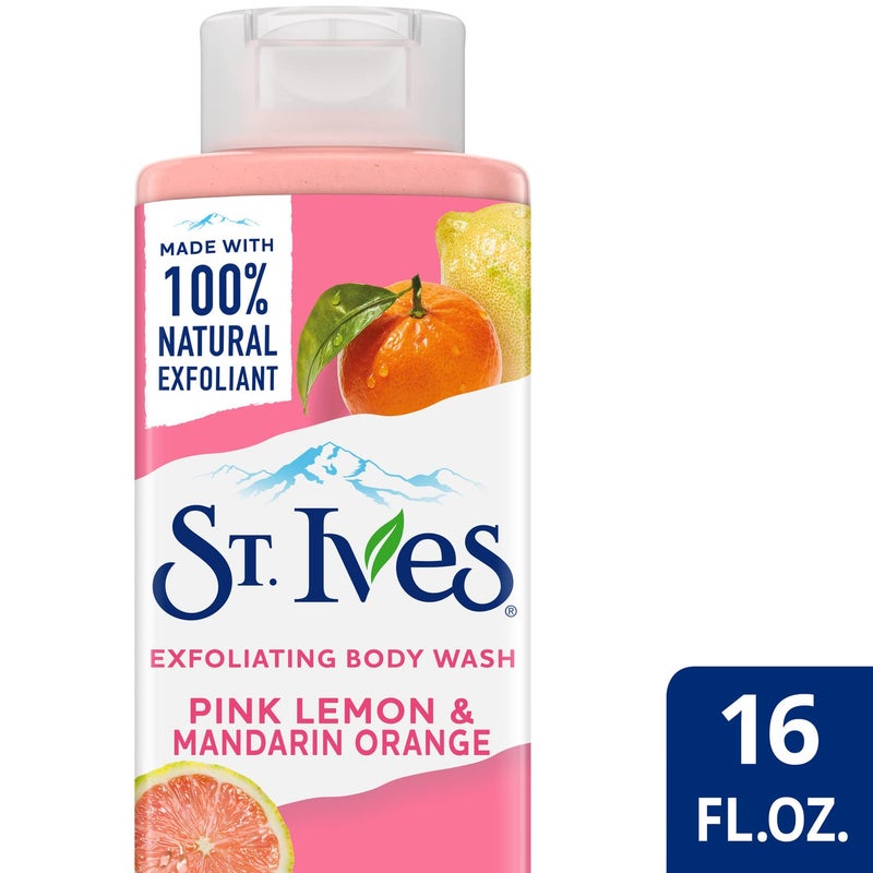 St. Ives Exfoliating Body Wash, Pink Lemon & Mandarin Orange 2-Pack â€“ Made with 100% Natural Exfoliants for Glowing Skin, 16 Oz Ea - Image 3