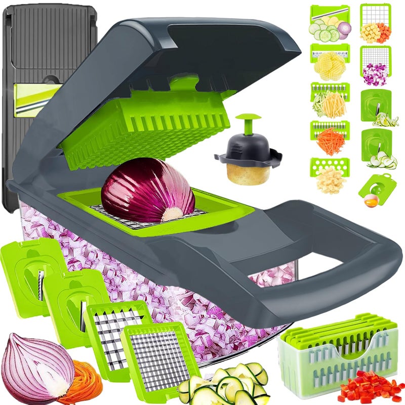 Dewpeton Pro-Series 20-in-1 Mandoline Slicer & Spiralizer, Veggie Chopper with Container, Home Essential Kitchen Gadget - Image 1