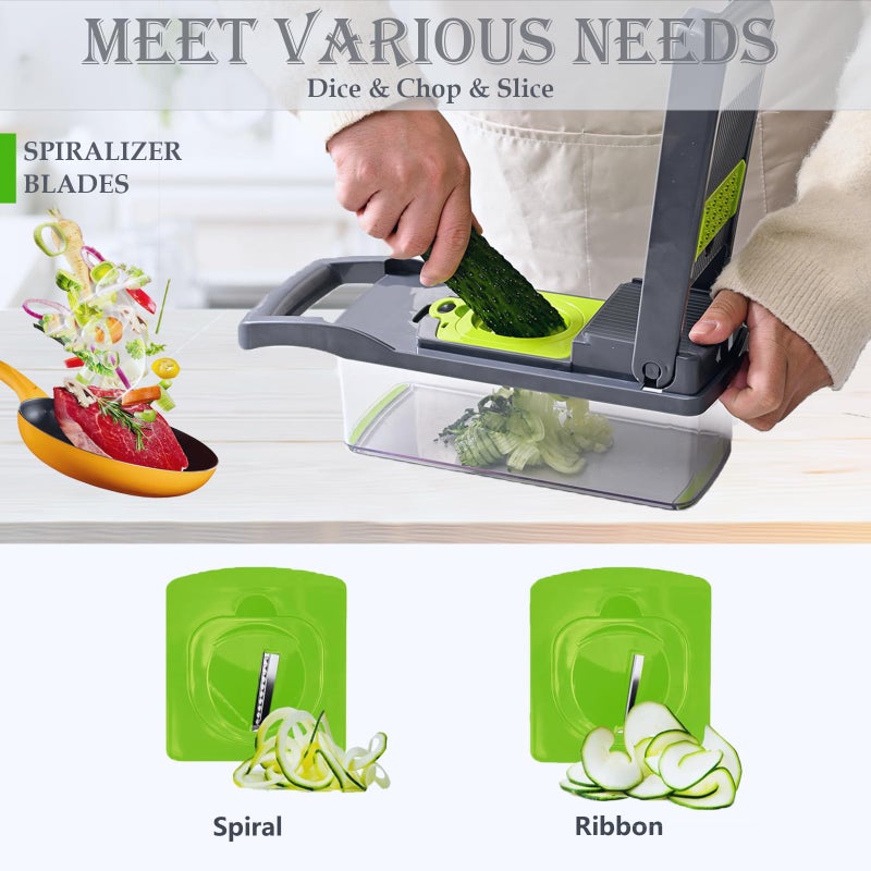 Dewpeton Pro-Series 20-in-1 Mandoline Slicer & Spiralizer, Veggie Chopper with Container, Home Essential Kitchen Gadget - Image 5