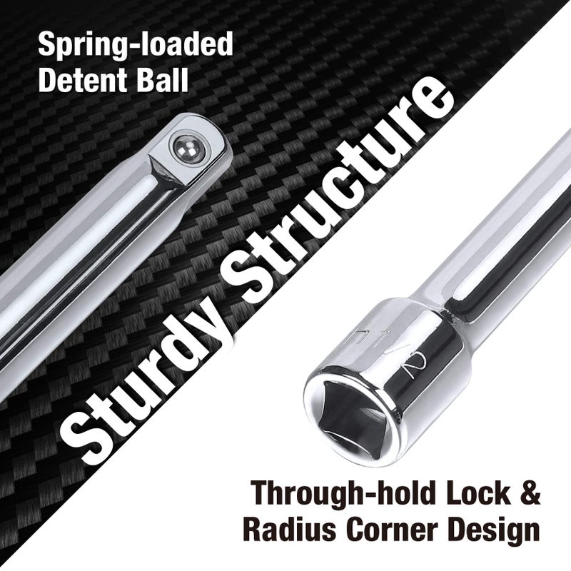 DURATECH 22-Piece Drive Tool Accessory Set, Including 1/4 3/8 1/2 Extension Bars, Socket Adapters, Universal Joints, Spark Plug Sockets, Professional Socket Accessories, Cr-V Steel, EVA Foam Package - Image 4