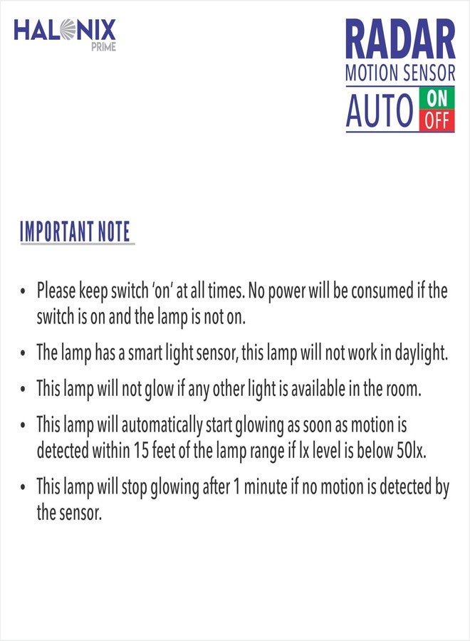 Halonix مصباح هالونيكس LED بقوة 10 واط مع مستشعر حركة | اللون: أبيض 6500 كلفن | تشغيل وإيقاف تلقائي | مصباح بمستشعر حركة | عبوة من قطعة واحدة | b22d - Image 4