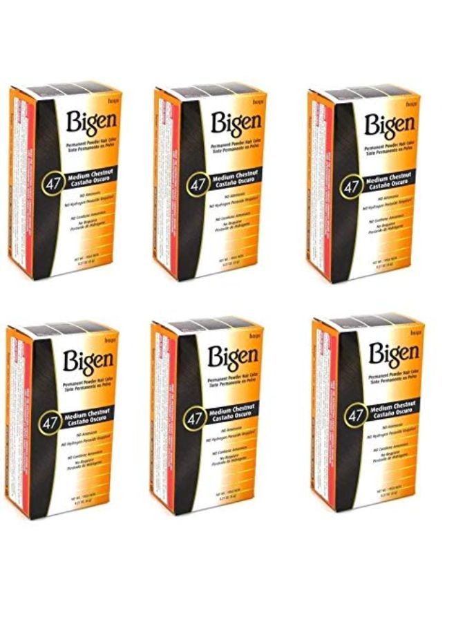 Bigen بودرة تلوين الشعر 47 كستنائي متوسط 0.21 أونصة (علبة تحتوي على 6 قطع)  - Image 2