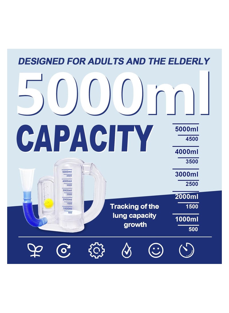 Lung Breathing Exercise Device for Adults, 5000ml Capacity with Flow Rate Indicator, Deep Breathing Trainer for Enhanced Lung Strength, Easy to Use Breathing Training Tool. - Image 4