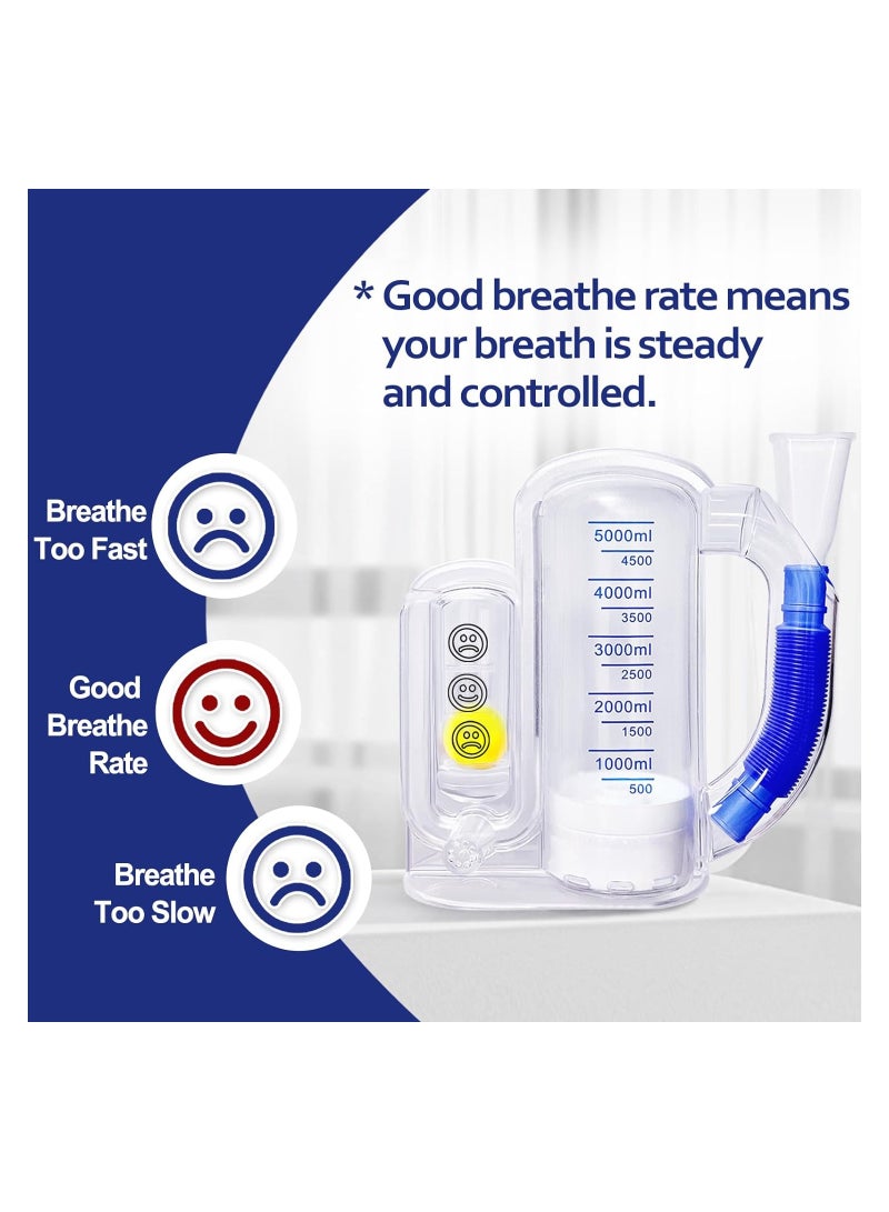 Lung Breathing Exercise Device for Adults, 5000ml Capacity with Flow Rate Indicator, Deep Breathing Trainer for Enhanced Lung Strength, Easy to Use Breathing Training Tool. - Image 5