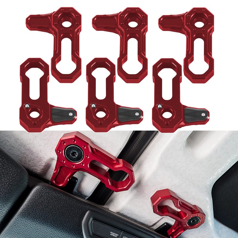 Billet Aluminum Freedom Panel Latch Hardtop Roof Removal Switch Handle Compatible with Jeep Wrangler JL 20182025 and Gladiator JT Acessories Red Set of 6 Locks