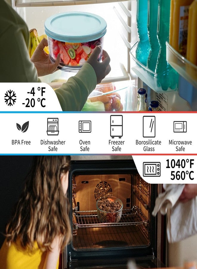 Luvan Glass Storage Containers with Lids, Set of 6 Round Glass Food Storage Containers (2cup/4cup/7cup) for Kichen and Storage, Dishwasher, Refrigerator and Microwave Oven Safe - Image 3