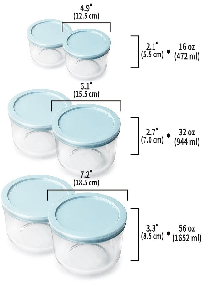 Luvan Glass Storage Containers with Lids, Set of 6 Round Glass Food Storage Containers (2cup/4cup/7cup) for Kichen and Storage, Dishwasher, Refrigerator and Microwave Oven Safe - Image 2