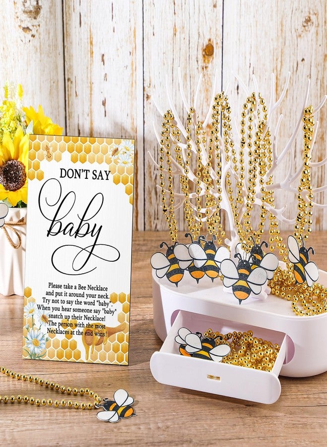 Roowest 51 Pcs Don't Say Baby Shower Game Bee Baby Game Sign Wooden Baby Shower Table Decor 50 Bee Felt Necklaces Bee Shape Necklaces for Baby Shower Winner Prizes Gender Reveal Party Favors - Image 4