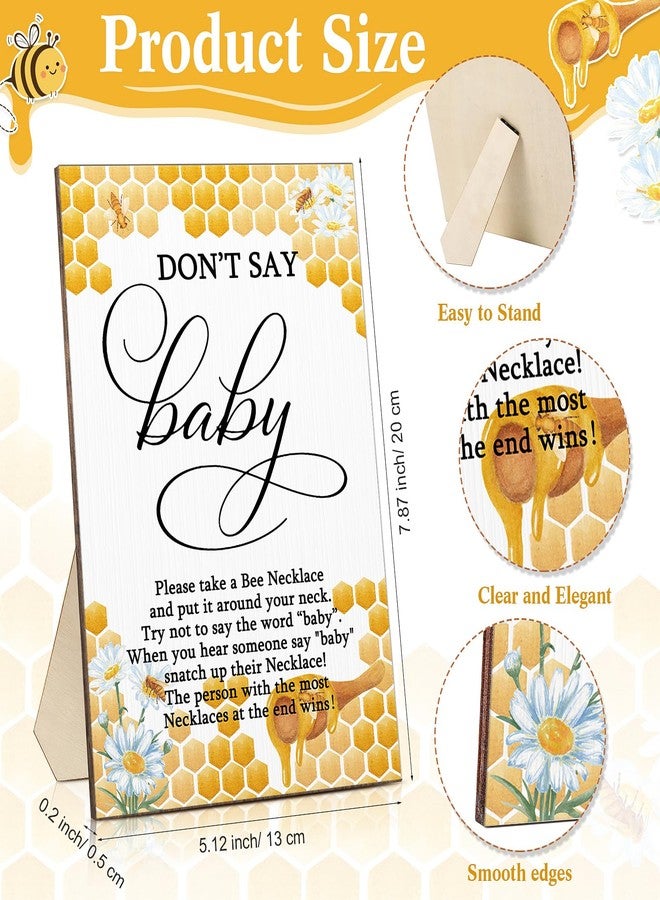 Roowest 51 Pcs Don't Say Baby Shower Game Bee Baby Game Sign Wooden Baby Shower Table Decor 50 Bee Felt Necklaces Bee Shape Necklaces for Baby Shower Winner Prizes Gender Reveal Party Favors - Image 2