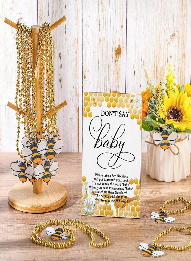 Roowest 51 Pcs Don't Say Baby Shower Game Bee Baby Game Sign Wooden Baby Shower Table Decor 50 Bee Felt Necklaces Bee Shape Necklaces for Baby Shower Winner Prizes Gender Reveal Party Favors - Image 5