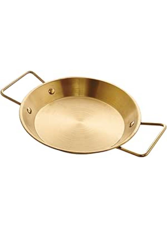 Premium Brass-Finished Cooking   28 s and Serving Pan with Dual Handles - Classic Shallow Paella & Serving Skillet - Image 3