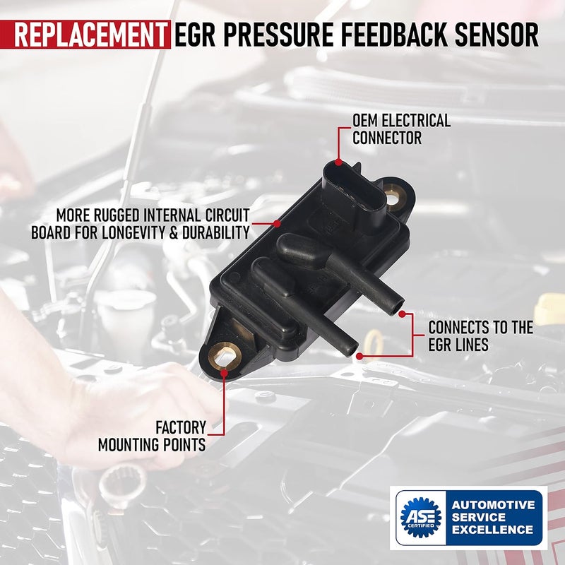 AA Ignition EGR - حساس ضغط استرجاع غاز العادم - يحل محل DPFE15، F77Z9J460AB، F77Z9J460AB، VP8T - متوافق مع سيارات فورد، لينكولن، ميركوري - إكسبيديشن، إيسكيب، فوكوس، F-150 - Image 4