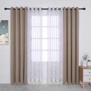BONZER Mix and Match Curtains  2 Pieces Branch Print Sheer Curtains and 2 Pieces Blackout Curtains for Bedroom Living Room Grommet Window Drapes 54x63 InchPanel Taupe Set of 4 Panels - pzsku/ZCB2ABD2FAD94B4A031B0Z/45/1749490793/ec0b97e3-c422-43de-9d5e-fe34d366aabb