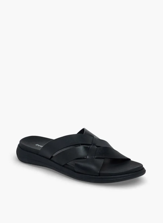 دوتشيني Men Leather Cross Strap Sandals