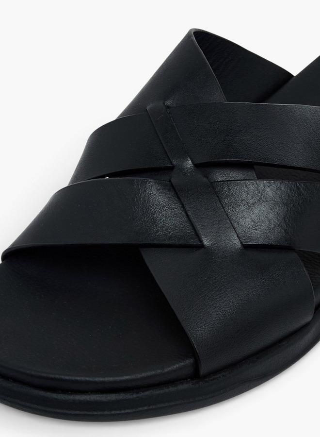 DUCHINI Men Leather Cross Strap Sandals - Image 4