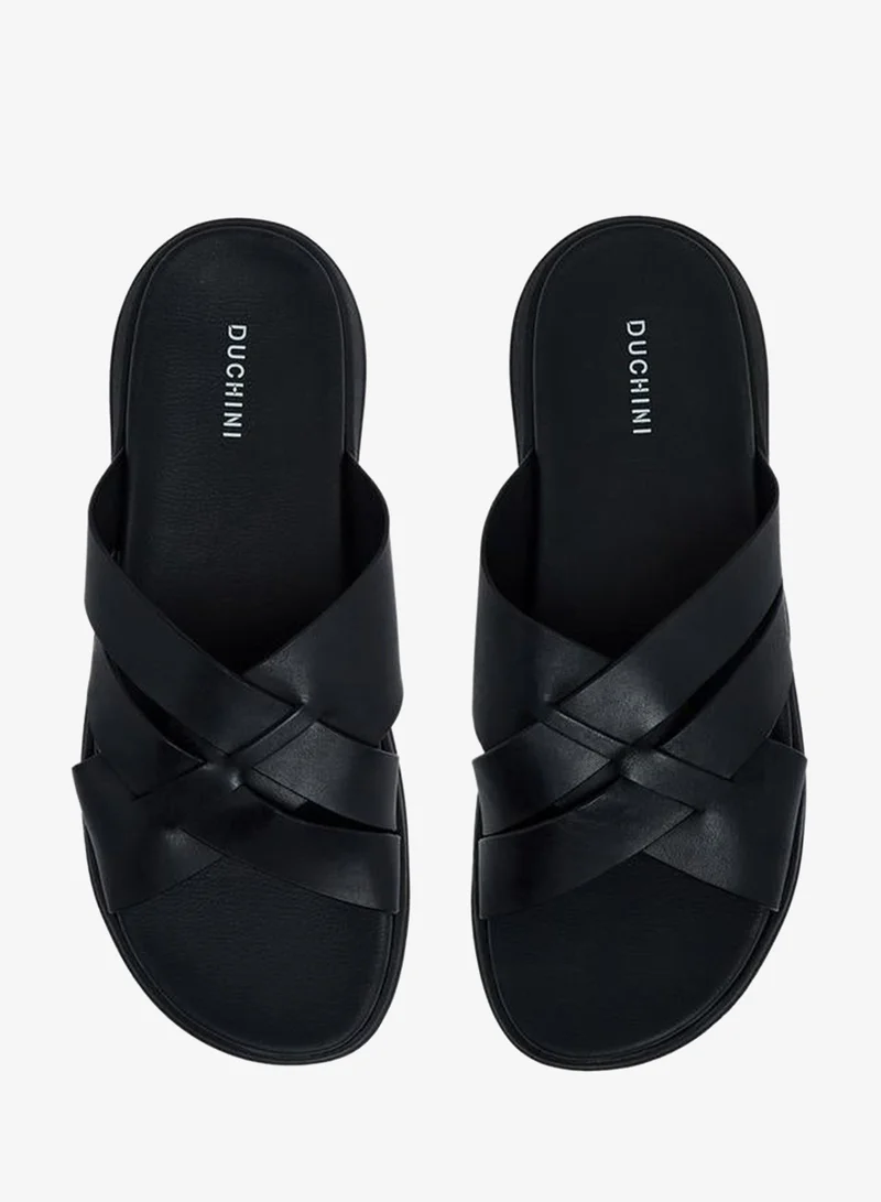 دوتشيني صنادل رجالية جلد بحزام متقاطع