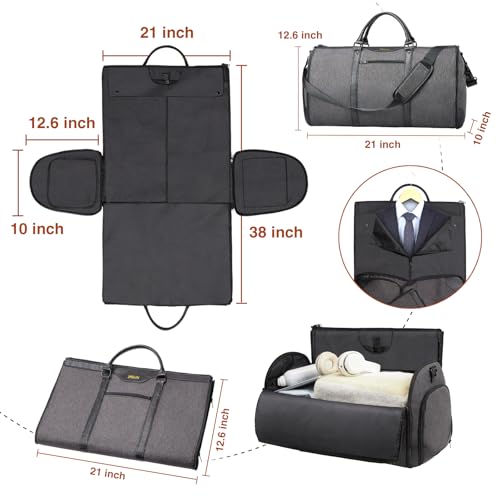 ZRSUN Garment Bag for Travel Convertible CarryOn Duffel with Shoe Compartment Waterproof WrinkleFree Suit Carrier for Business Trips Weekend Getaways Foldable Lightweight - Image 3