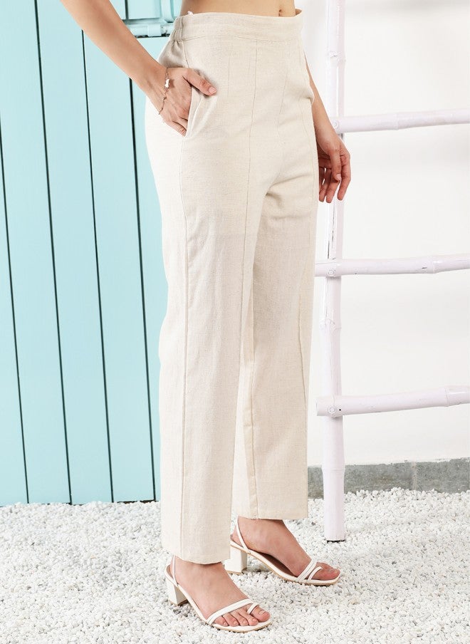 Athena سروال نسائي سهل الغسل بتصميم مستقيم باللون الأبيض الفاتح - Image 3