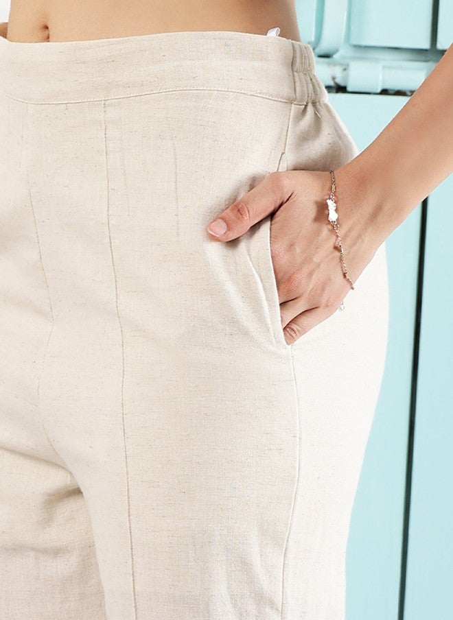 Athena سروال نسائي سهل الغسل بتصميم مستقيم باللون الأبيض الفاتح - Image 4