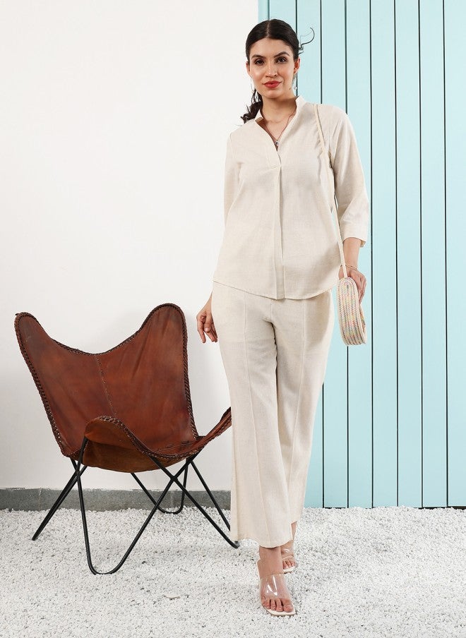 Athena سروال نسائي سهل الغسل بتصميم مستقيم باللون الأبيض الفاتح - Image 5