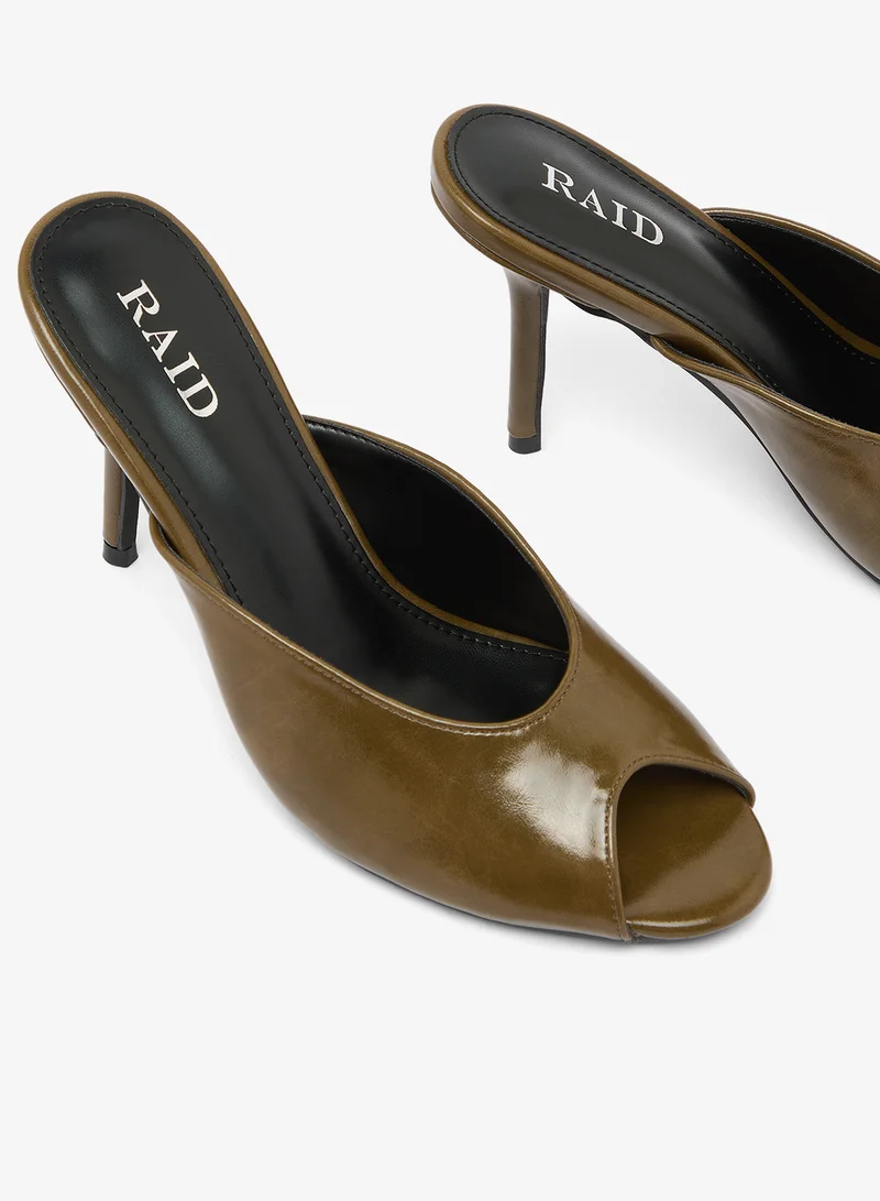 Raid BROWN PU Elana Heeled Sandals for Women | Best Price UAE