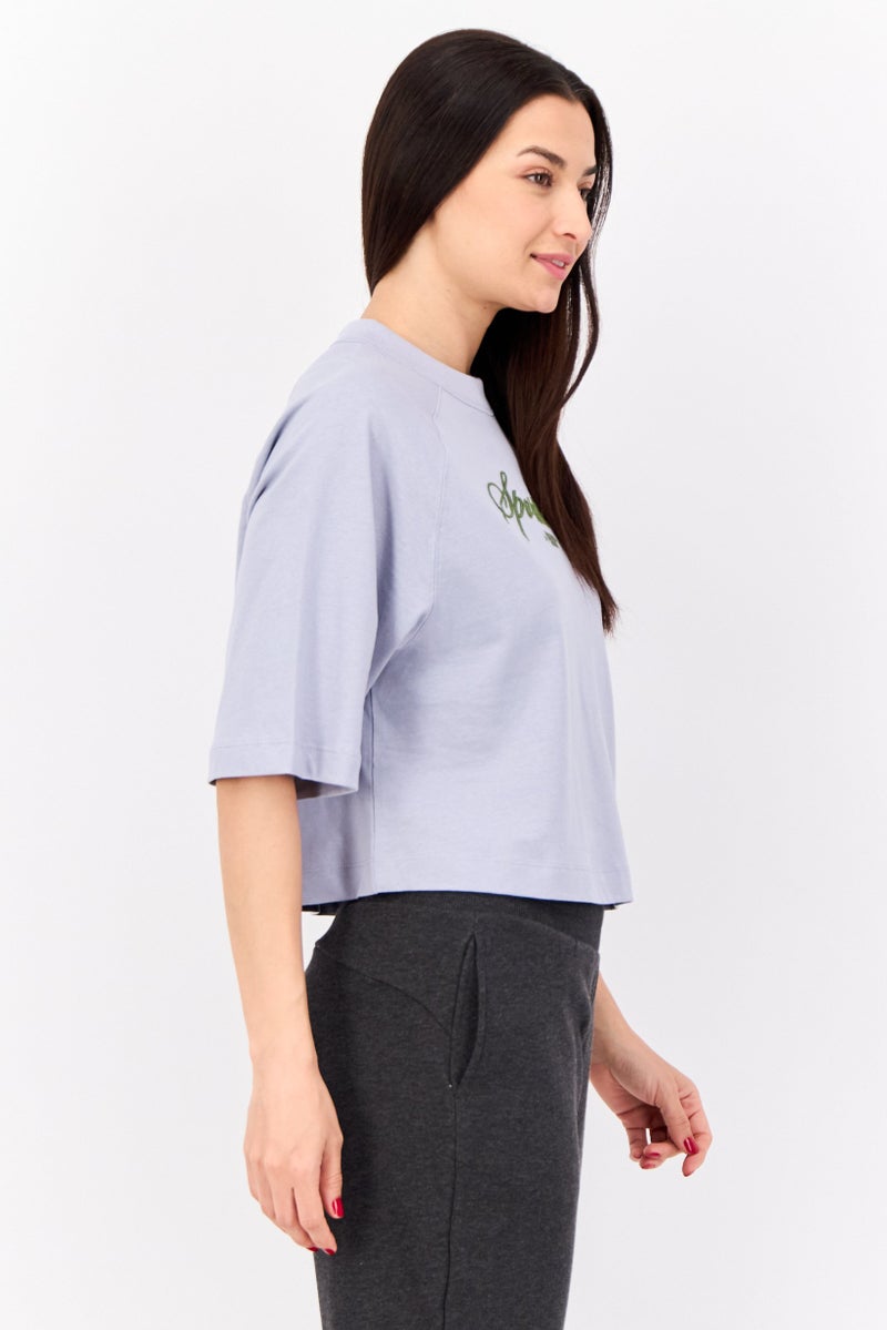 PUMA تي شيرت جريء للنساء بأكمام قصيرة ومقاس واسع، ضباب رمادي - Image 2