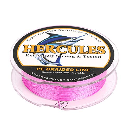 HERCULES Super Strong 300M 328 Yards Braided Fishing Line 6 LB Test for Saltwater Freshwater PE Braid Fish Lines 4 Strands - Pink, 6LB (2.7KG), 0.08MM - Image 4