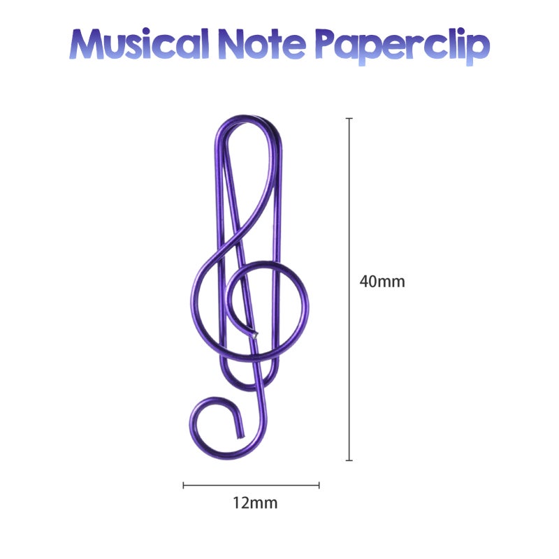Music Note Paper Clips: 50 Rainbow-colored Superior Metal Wire - Durable Slip-resistant Cute Paper Clips for Music Lovers, Students, Office Workers And Home Use - Image 3