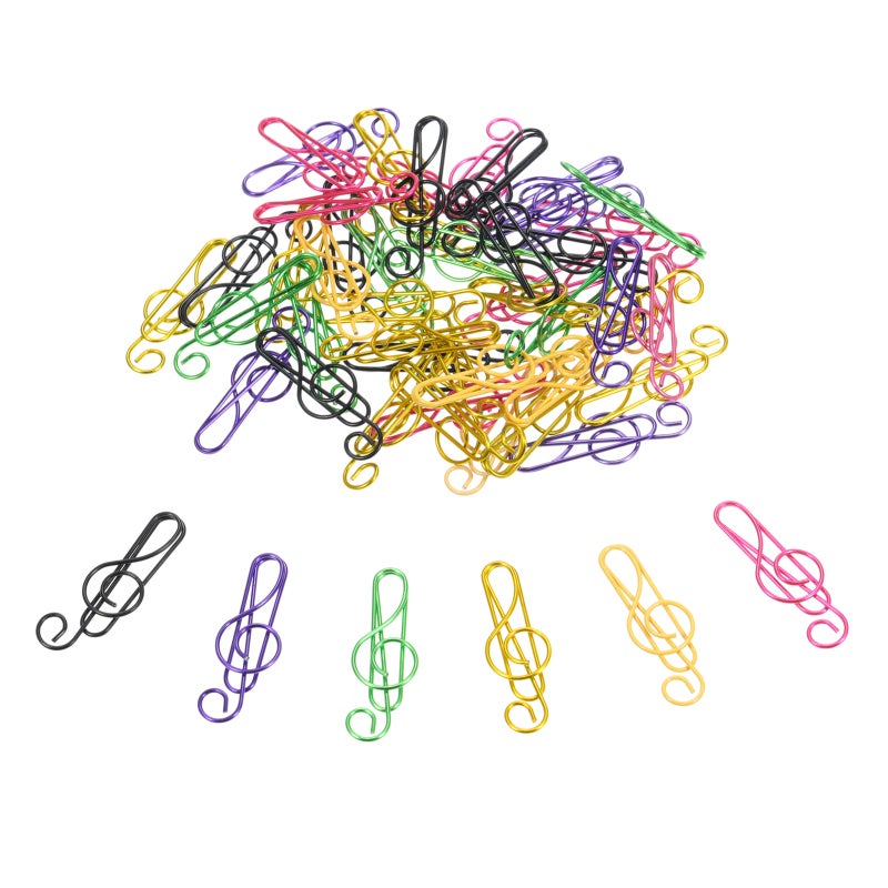 Music Note Paper Clips: 50 Rainbow-colored Superior Metal Wire - Durable Slip-resistant Cute Paper Clips for Music Lovers, Students, Office Workers And Home Use - Image 5