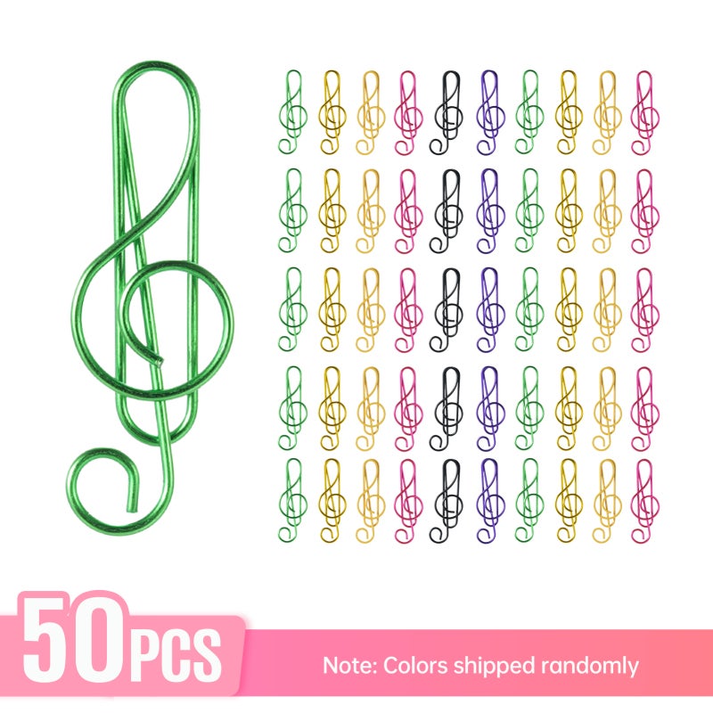 Music Note Paper Clips: 50 Rainbow-colored Superior Metal Wire - Durable Slip-resistant Cute Paper Clips for Music Lovers, Students, Office Workers And Home Use - Image 2