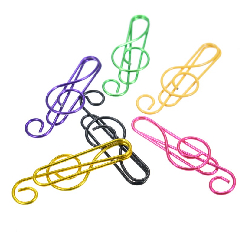 Music Note Paper Clips: 50 Rainbow-colored Superior Metal Wire - Durable Slip-resistant Cute Paper Clips for Music Lovers, Students, Office Workers And Home Use - Image 1