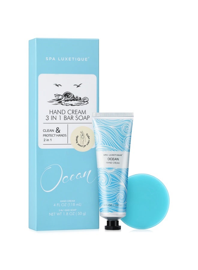 spa luxetique kincare Gift for Women, 2PCS Selfcare Gift Set with Hand Cream and Multi-purpose Soap, Ocean Scented Gift Set for Women, Travel Size Hand Lotion Gift Set  - Image 1