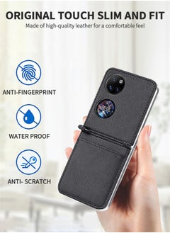 GROIC جراب قابل للطي لهاتف Huawei P50 Pocket مقاس 6.9 بوصة، جراب محفظة مع فتحات للبطاقات، جراب واقٍ من الجلد الصناعي + جراب حماية صلب من البولي كربونات  - Image 2