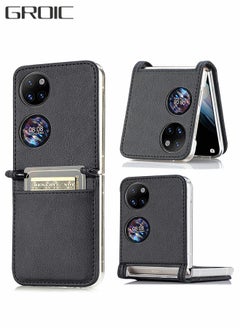 GROIC جراب قابل للطي لهاتف Huawei P50 Pocket مقاس 6.9 بوصة، جراب محفظة مع فتحات للبطاقات، جراب واقٍ من الجلد الصناعي + جراب حماية صلب من البولي كربونات  - Image 1