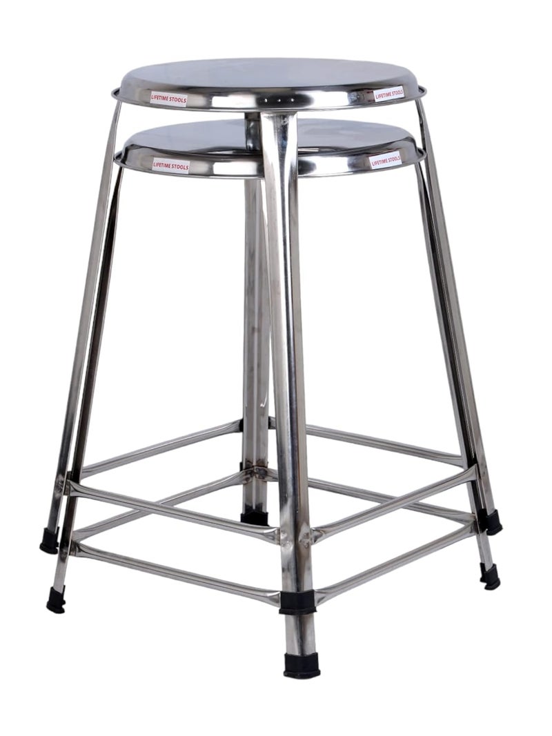 Lifetime Stools Stainless Steel Stool For SittingRound Shape HomeDoctorMedical StoolSalon StoolWarehouse StoolGarage StoolStool For BathroomMultipurpose Stool Pack Of 224 InchesSilver - Image 3