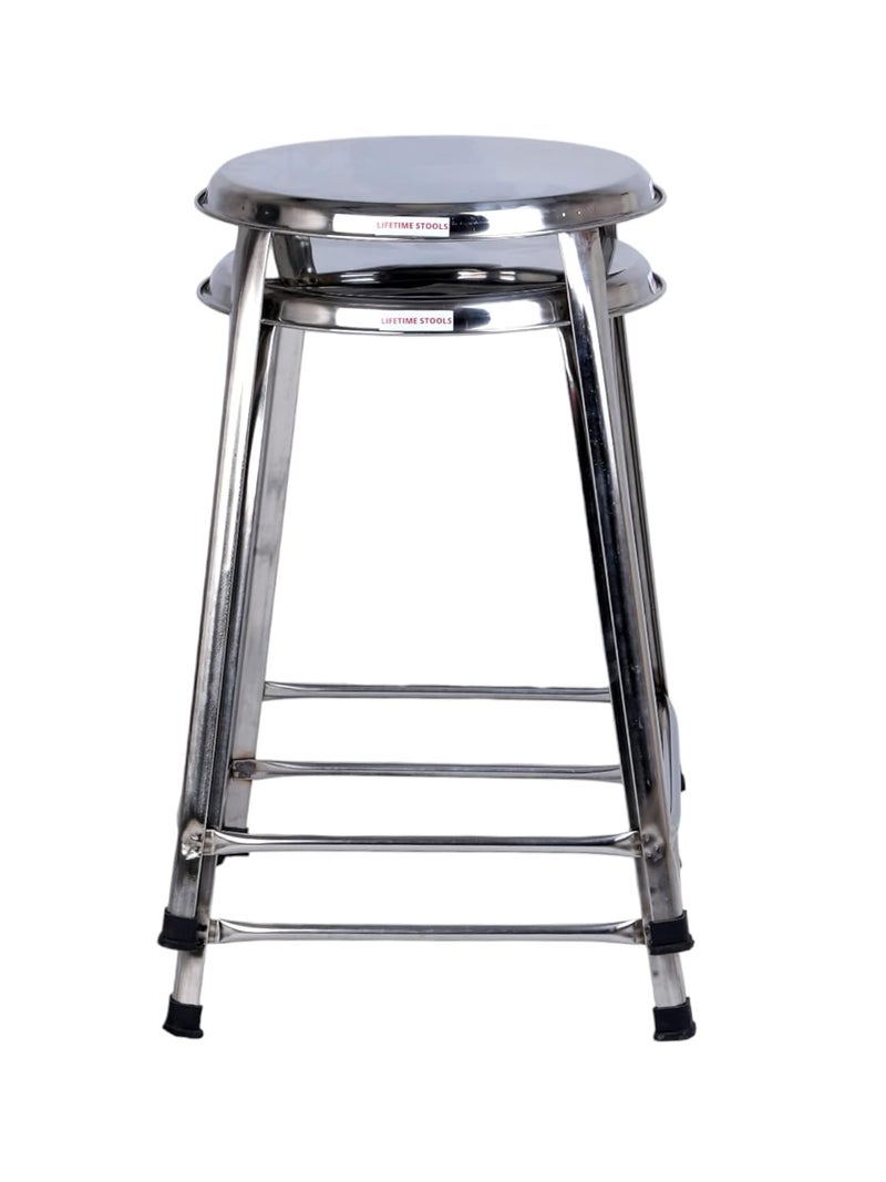 Lifetime Stools Stainless Steel Stool For SittingRound Shape HomeDoctorMedical StoolSalon StoolWarehouse StoolGarage StoolStool For BathroomMultipurpose Stool Pack Of 224 InchesSilver - Image 4