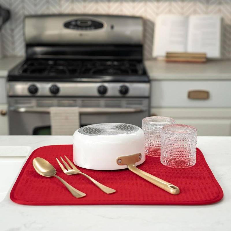 S&T INC. 408601 Dish Drying Mat, Standard, Red - Image 4