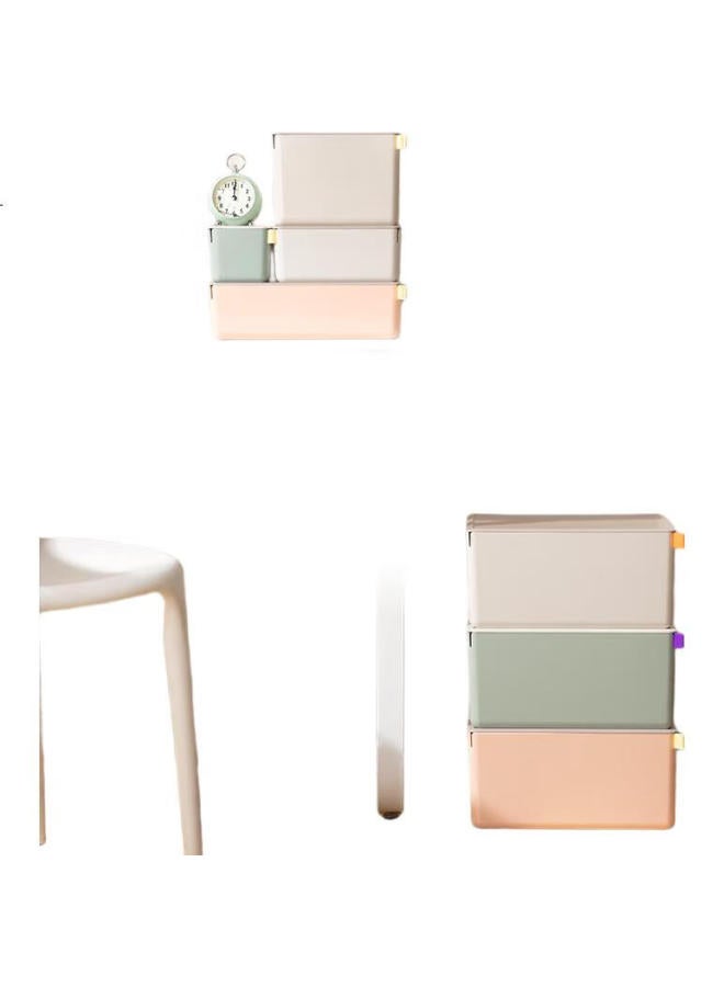 Deli Xdomo Series Storage Box With Lid, Office And Makeup Organizer With Silicone Clasp, Light Gray Low Square Xdm11 - Image 2