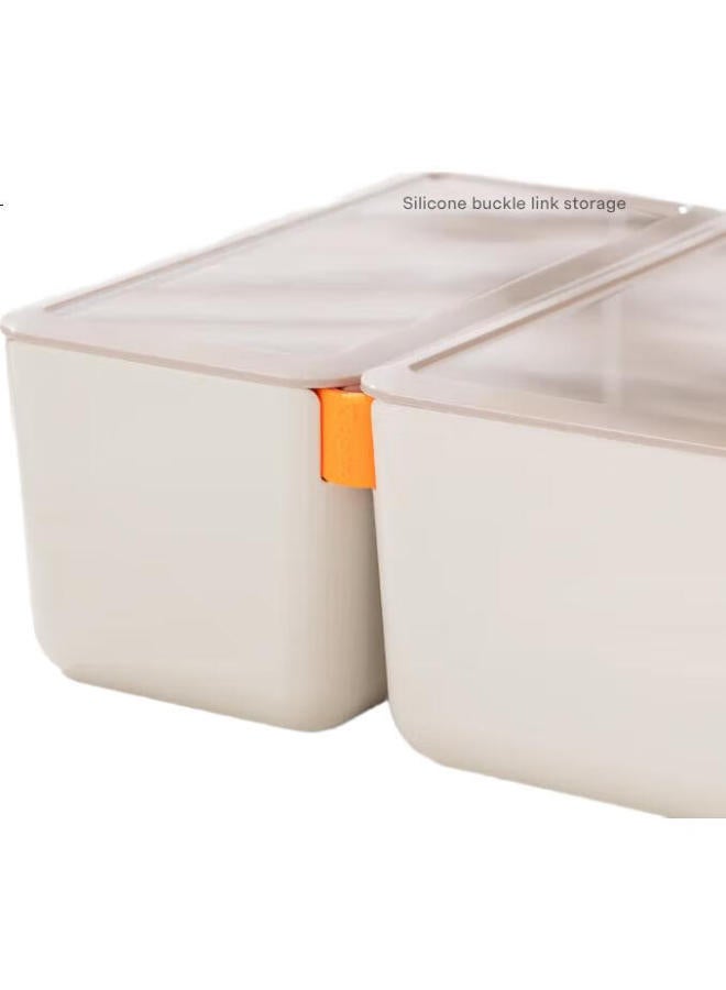 Deli Xdomo Series Storage Box With Lid, Office And Makeup Organizer With Silicone Clasp, Light Gray Low Square Xdm11 - Image 3