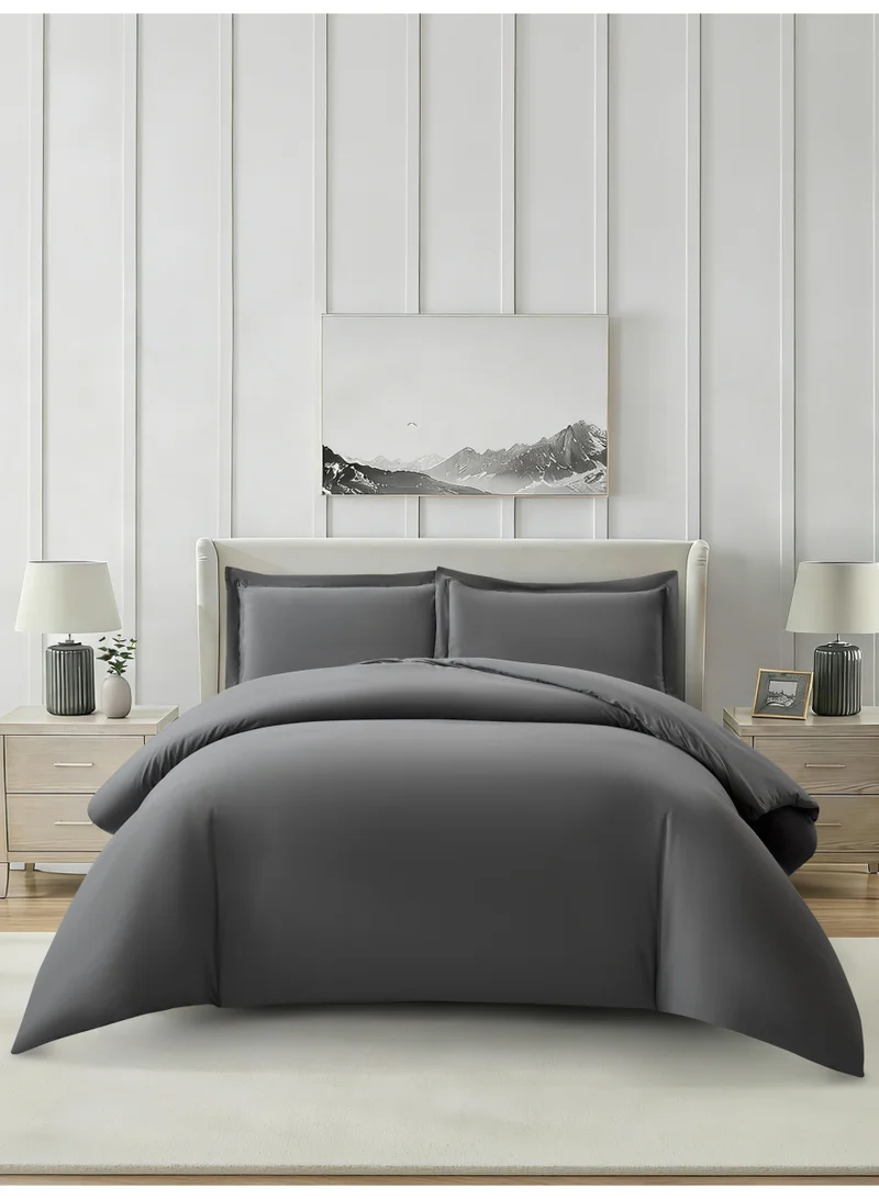 Solid Duvet Cover Set, Fits 150 × 200 cm Bed, Queen Size 4-Piece Set, Brushed Microfiber Without Filler
