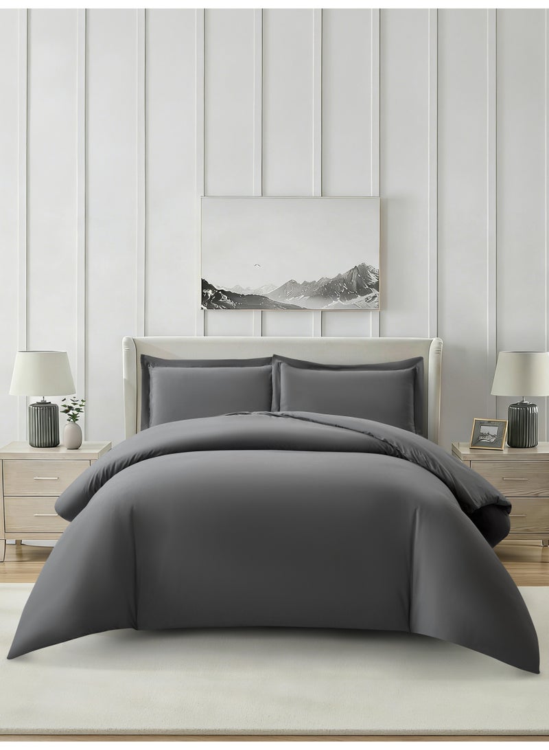 Donetella Solid Duvet Cover Set, Fits 150 × 200 cm Bed, Queen Size 4-Piece Set, Brushed Microfiber Without Filler - Image 1