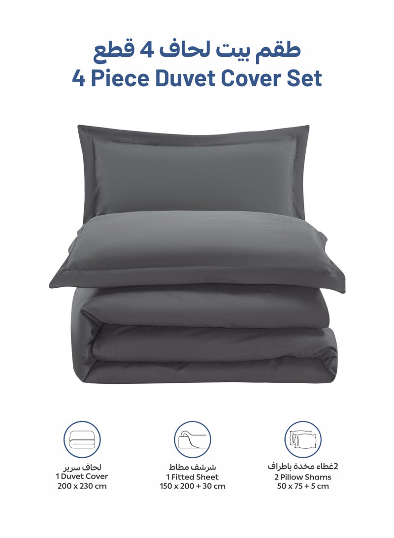 Donetella Solid Duvet Cover Set, Fits 150 × 200 cm Bed, Queen Size 4-Piece Set, Brushed Microfiber Without Filler - Image 4