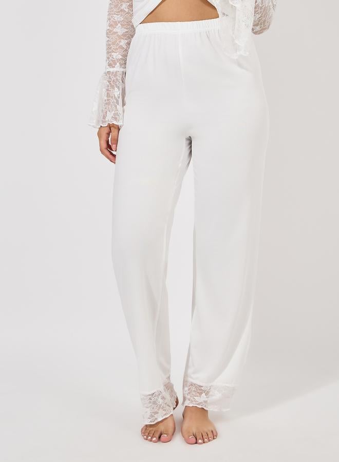Styli Styli Butterfly Lace Ruffle Neck Top and Pyjama Set  - Image 5