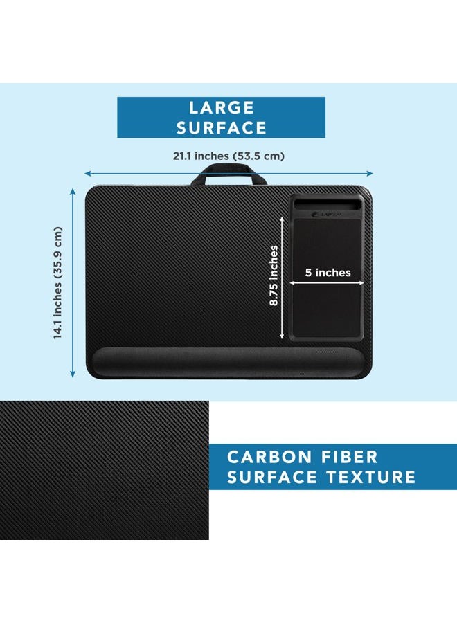 Lapgear Home Office Pro Lap Desk With Wrist Rest, Mouse Pad, And Phone Holder - Black Carbon - Fits Up To 15.6 Inch Laptops - Style No. 91598 - Image 5