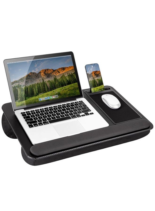Lapgear Home Office Pro Lap Desk With Wrist Rest, Mouse Pad, And Phone Holder - Black Carbon - Fits Up To 15.6 Inch Laptops - Style No. 91598 - Image 1