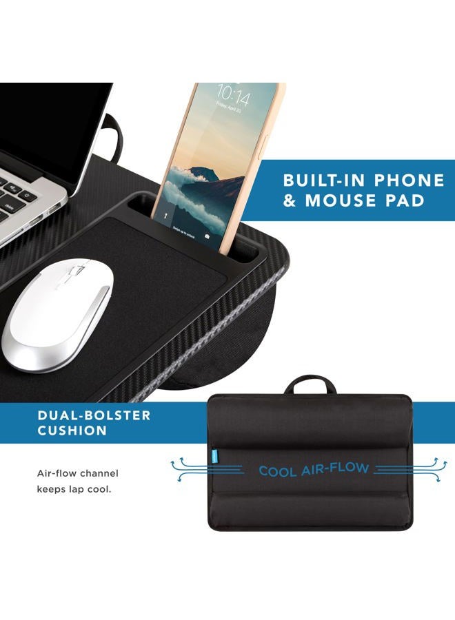 Lapgear Home Office Pro Lap Desk With Wrist Rest, Mouse Pad, And Phone Holder - Black Carbon - Fits Up To 15.6 Inch Laptops - Style No. 91598 - Image 4